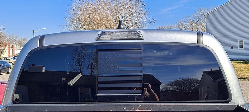 xinghe for Tacoma 2005-2023 Rear Middle Window American Flag Decal for Truck, Matte Black USA Flag Decal for Truck Back Sliding Window, Waterproof Vinyl - Image 2